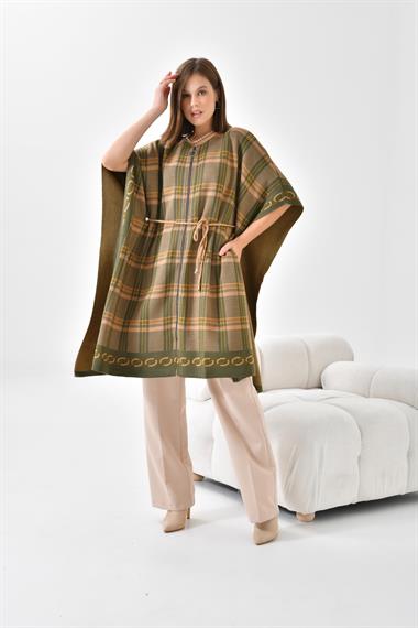 FTZ Women Kadın Ekose Detay Panço  Haki 21-1116