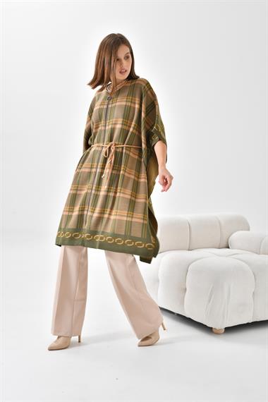 FTZ Women Kadın Ekose Detay Panço  Haki 21-1116