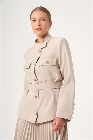FTZ Women Kadın Etek Plise Takım  Beige 31514