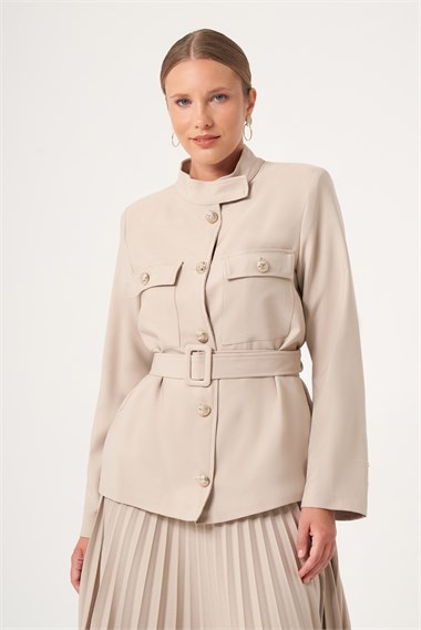 FTZ Women Kadın Etek Plise Takım  Beige 31514