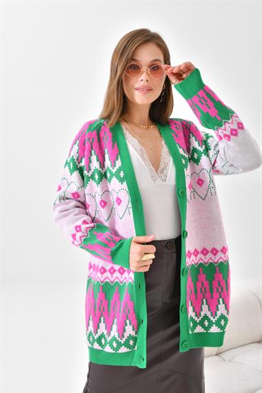 FTZ Women Kadın Etnik Desen Hırka  Benetton 20562