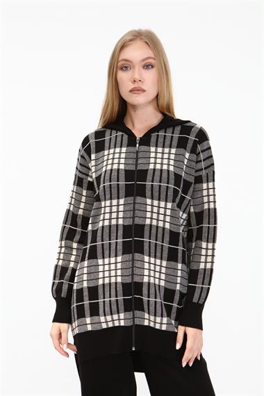 FTZ Women Kadın Fermuar Kapşon Detay İkili Takım  Siyah 21-6038