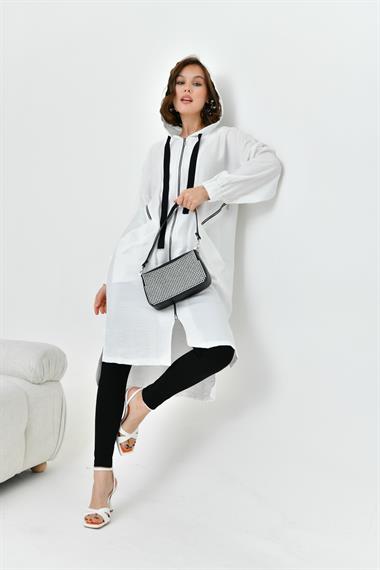 FTZ Women Kadın Fermuarlı Kapişonlu Kap  Ekru 30754