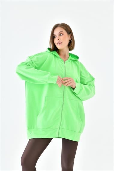 FTZ Women Kadın Fermuarlı Sweat  N.Yeşil 10005