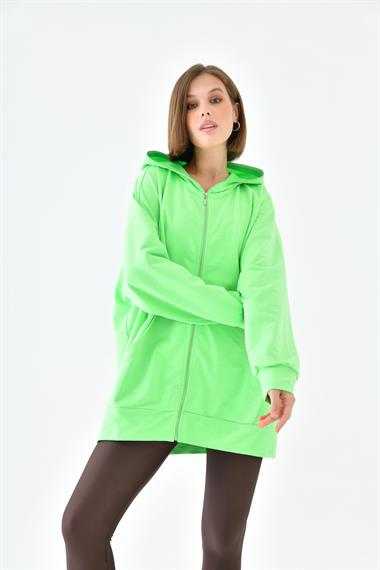 FTZ Women Kadın Fermuarlı Sweat  N.Yeşil 10005