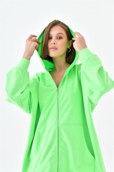 FTZ Women Kadın Fermuarlı Sweat  N.Yeşil 10005