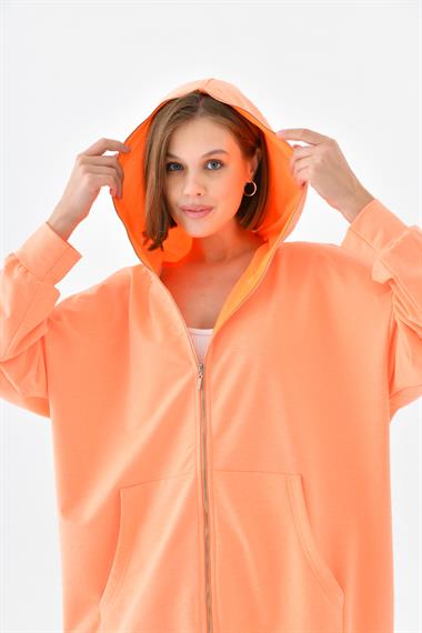 FTZ Women Kadın Fermuarlı Sweat  N.Oranj 10005