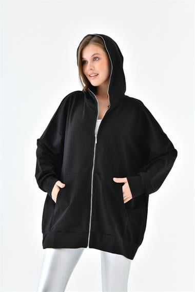 FTZ Women Kadın Fermuarlı Sweat  Siyah 10005