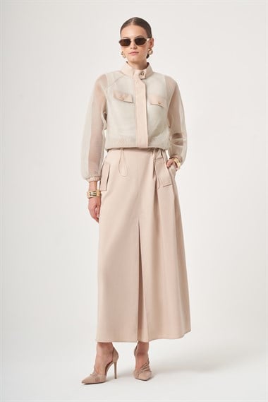 FTZ Women Kadın File Detay Etekli Takım  Beige 31448