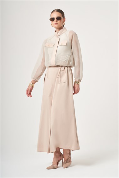 FTZ Women Kadın File Detay Etekli Takım  Beige 31448