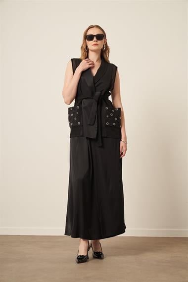 FTZ Women Kadın File Detay Takım  Siyah 31088