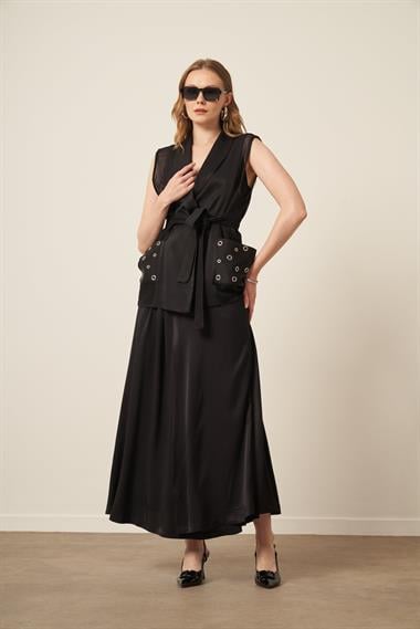 FTZ Women Kadın File Detay Takım  Siyah 31088