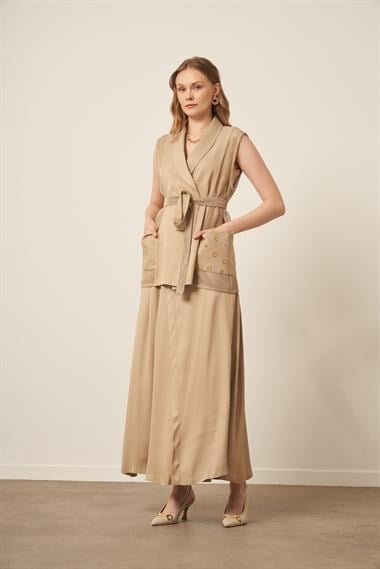 FTZ Women Kadın File Detay Takım  Vizon 31088