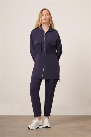 FTZ Women Kadın File Detaylı Pantolonlu Takım  Lacivert 30713