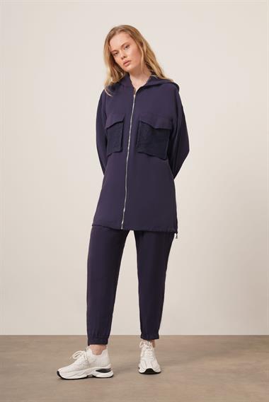 FTZ Women Kadın File Detaylı Pantolonlu Takım  Lacivert 30713