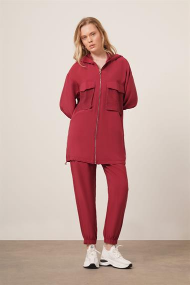 FTZ Women Kadın File Detaylı Pantolonlu Takım  Bordo 30713