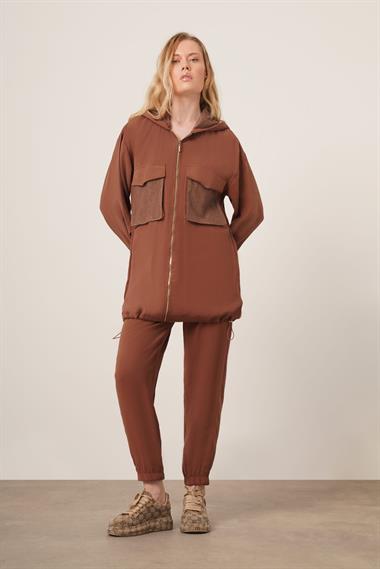 FTZ Women Kadın File Detaylı Pantolonlu Takım  Kahve 30713