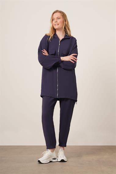 FTZ Women Kadın File Detaylı Pantolonlu Takım  Lacivert 30713