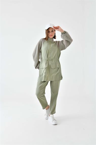 FTZ Women Kadın File Detaylı Takım  Haki 30709