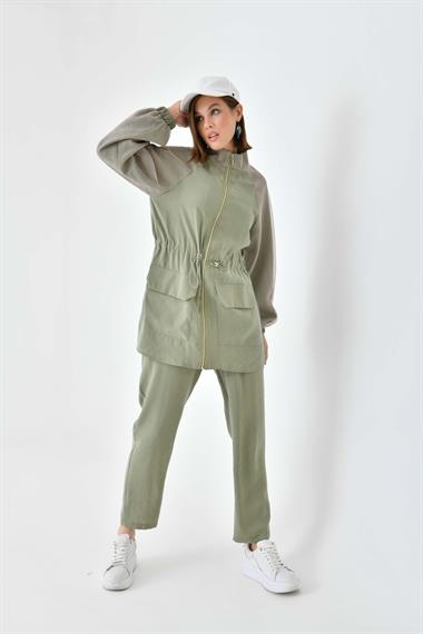FTZ Women Kadın File Detaylı Takım  Haki 30709