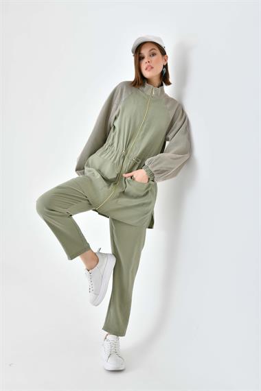 FTZ Women Kadın File Detaylı Takım  Haki 30709