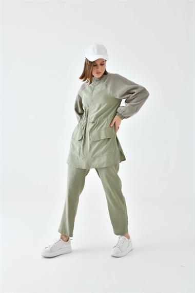 FTZ Women Kadın File Detaylı Takım  Haki 30709