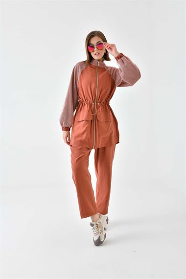 FTZ Women Kadın File Detaylı Takım  Kiremit 30709