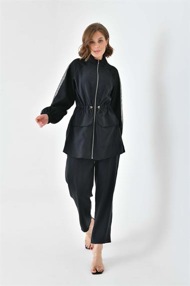 FTZ Women Kadın File Detaylı Takım  Siyah 30709