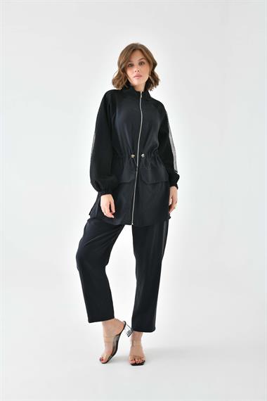 FTZ Women Kadın File Detaylı Takım  Siyah 30709