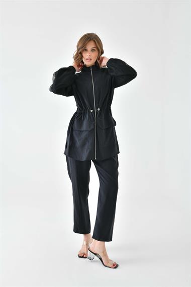 FTZ Women Kadın File Detaylı Takım  Siyah 30709