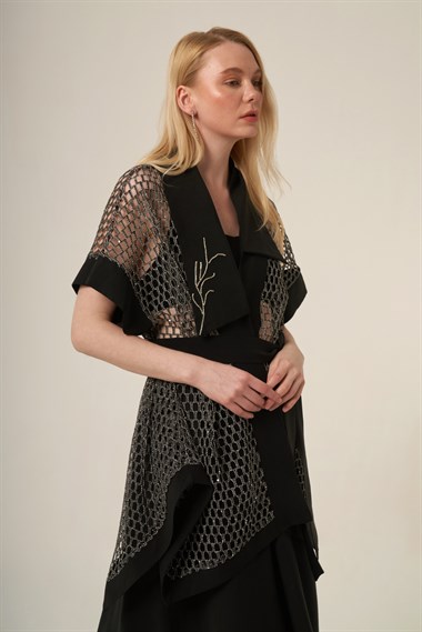 FTZ Women Kadın File Pantolonlu Takım  Füme 31362