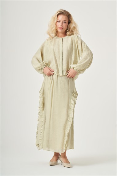 FTZ Women Kadın Fırfır Detay Helena Takım  Mint 31456