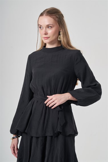 FTZ Women Kadın Fırfır Elbise  Siyah 31413