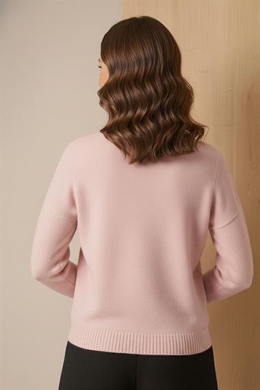 FTZ Women Kadın Fiyonk Detaylı Kazak  Pudra 20790