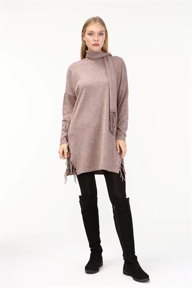 FTZ Women Kadın Fularlı Triko  Beige 21-1331