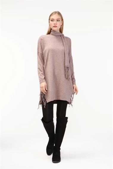 FTZ Women Kadın Fularlı Triko  Beige 21-1331