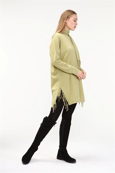 FTZ Women Kadın Fularlı Triko  Yeşil 21-1331