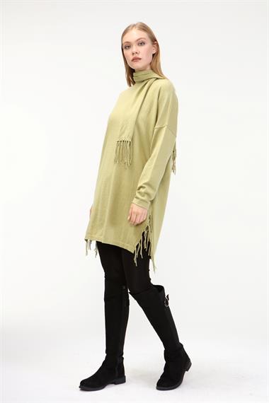 FTZ Women Kadın Fularlı Triko  Yeşil 21-1331