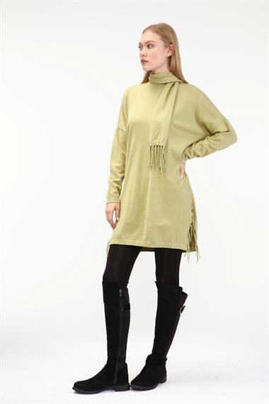 FTZ Women Kadın Fularlı Triko  Yeşil 21-1331