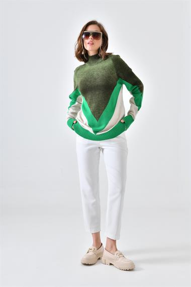 FTZ Women Kadın Geçiş Detaylı Kazak  Benetton 20479