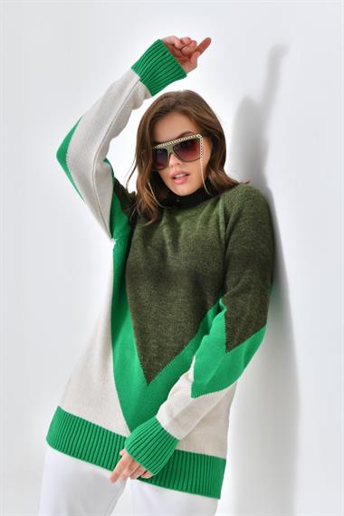 FTZ Women Kadın Geçiş Detaylı Kazak  Benetton 20479