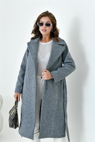 FTZ Women Kadın Geniş Yaka Kaban  Gri 30627