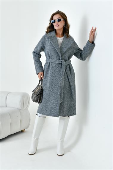 FTZ Women Kadın Geniş Yaka Kaban  Gri 30627