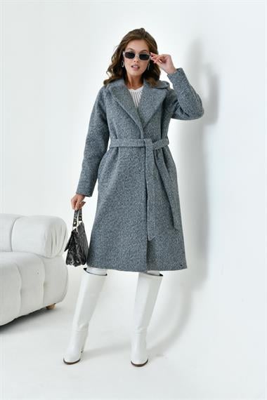 FTZ Women Kadın Geniş Yaka Kaban  Gri 30627