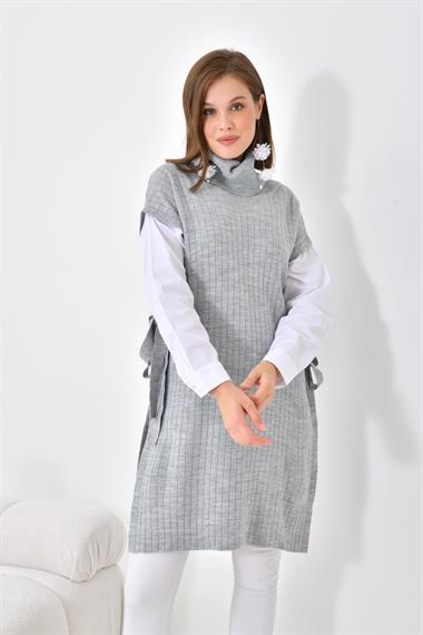 FTZ Women Kadın Gömlek Kol Tunik  Açık Gri 21-6059