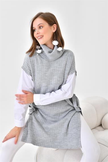 FTZ Women Kadın Gömlek Kol Tunik  Açık Gri 21-6059