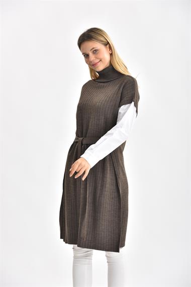 FTZ Women Kadın Gömlek Kol Tunik  Kahve 21-6059