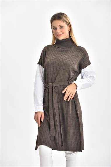 FTZ Women Kadın Gömlek Kol Tunik  Kahve 21-6059