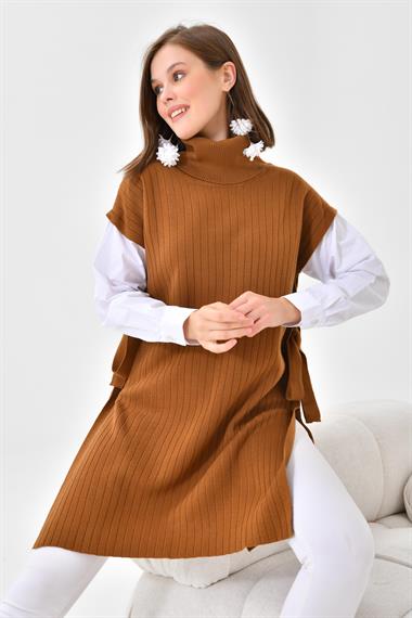 FTZ Women Kadın Gömlek Kol Tunik  Taba 21-6059