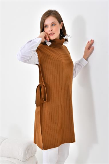 FTZ Women Kadın Gömlek Kol Tunik  Taba 21-6059